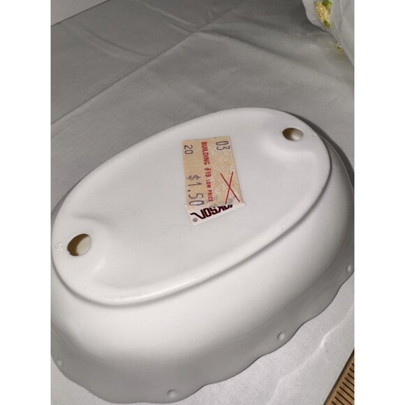 Jakson Japan Yellow Eyelet Rose Soap Dish & Tumbler Set Ceramic Floral Design - Picture 10 of 12